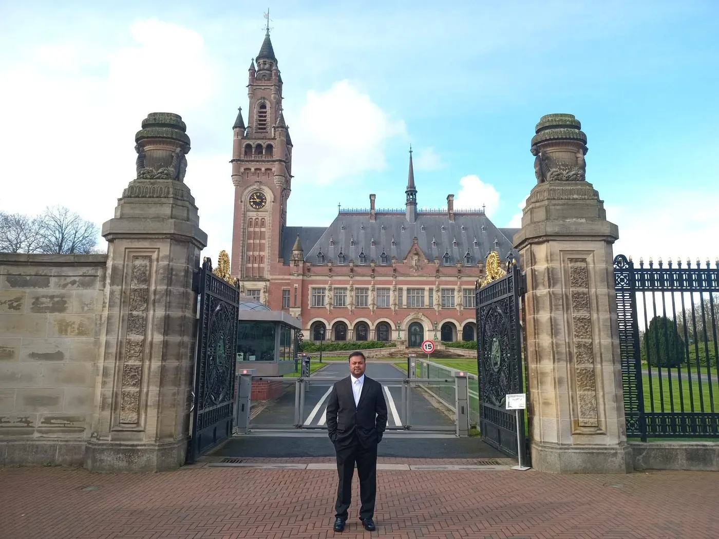 Mezba Uddin Sharif at the gates of the Peace Palace, The Hague